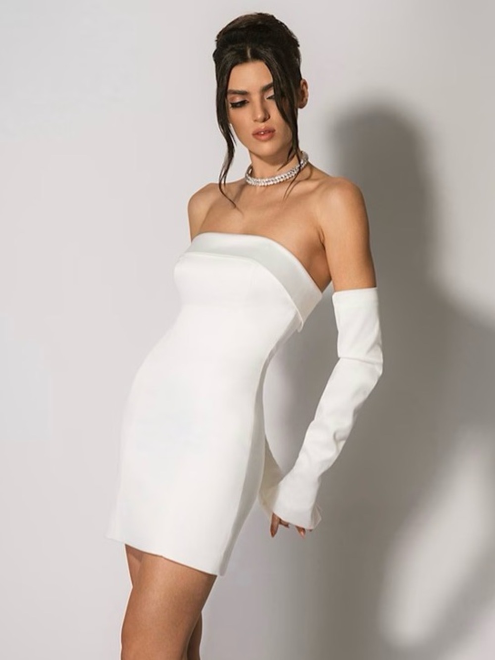 Tia Dorraine Allure Romantic Satin Mini Dress - White Size Small NEW with box
